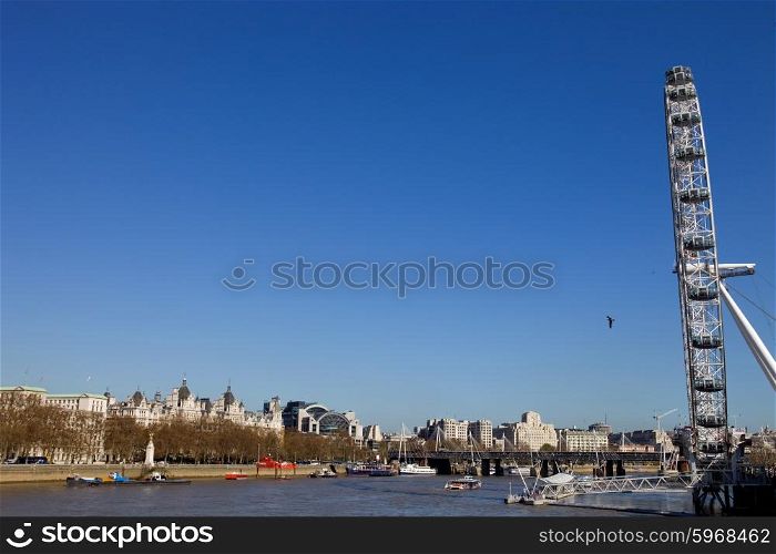 the london eye and the thames river in london