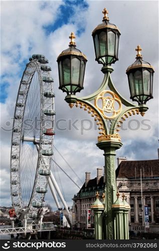 The London Eye is a giant Ferris wheel on the South Bank of the River Thames in London, also known as the Millennium Wheel.