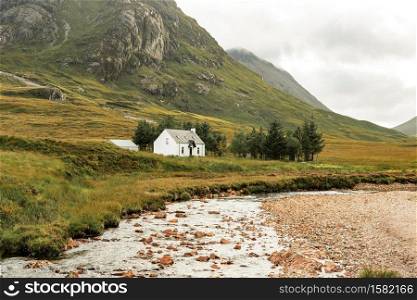 The lonely house of the Highlands in Scotland