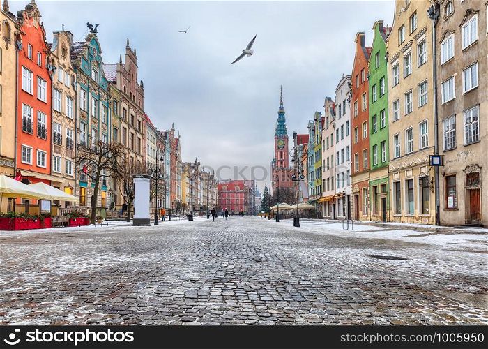 The Long Market, a famous street of Gdansk, Poland.. The Long Market, a famous street of Gdansk, Poland