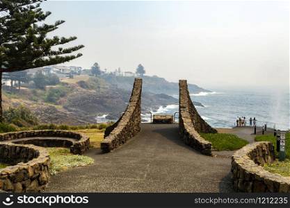 The lookout viewing platform by the Little Blowhole, at Tingira Crescent, Kiama, Southern Coast of NSW, Australia