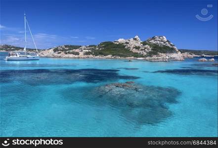 The Maddalena Archipelago - a group of islands in the Straits of Bonifacio between Corsica (France) and north-eastern Sardinia (Italy). It consists of seven main islands and numerous other small islets.The area is part of the Arcipelago di La Maddalena National Park - a geo-marine national park established in April 1994.. Maddalena Islands - Sardinia - Italy