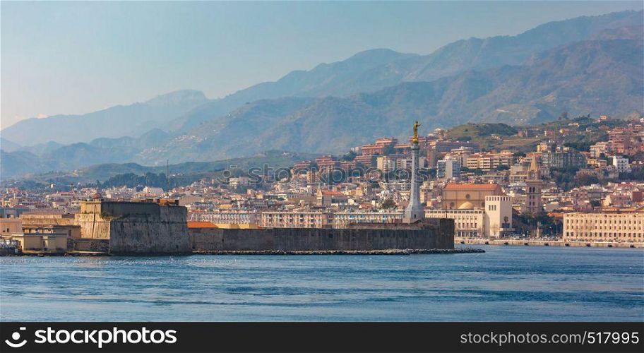 The Madonna della Lettera that dominates the port of Messina, Sicily, Italy. Messina, Sicily, Italy