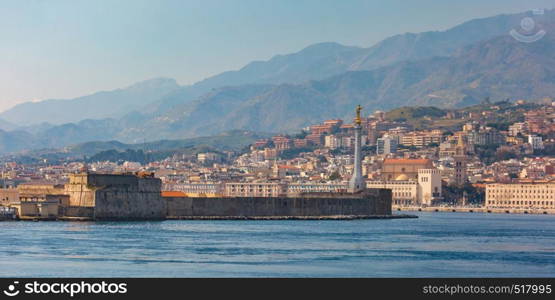 The Madonna della Lettera that dominates the port of Messina, Sicily, Italy. Messina, Sicily, Italy