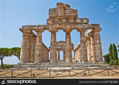 The main features of the site today are the standing remains of three major temples in Doric style, dating from the first half of the 6th century BC