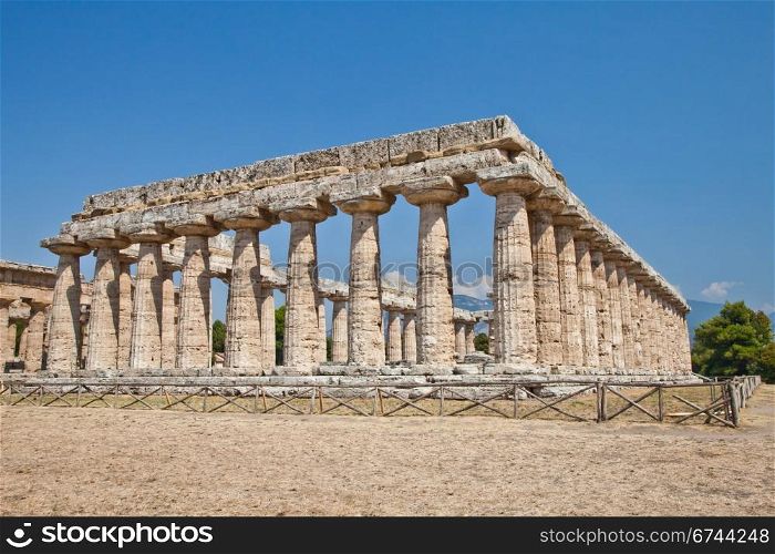 The main features of the site today are the standing remains of three major temples in Doric style, dating from the first half of the 6th century BC