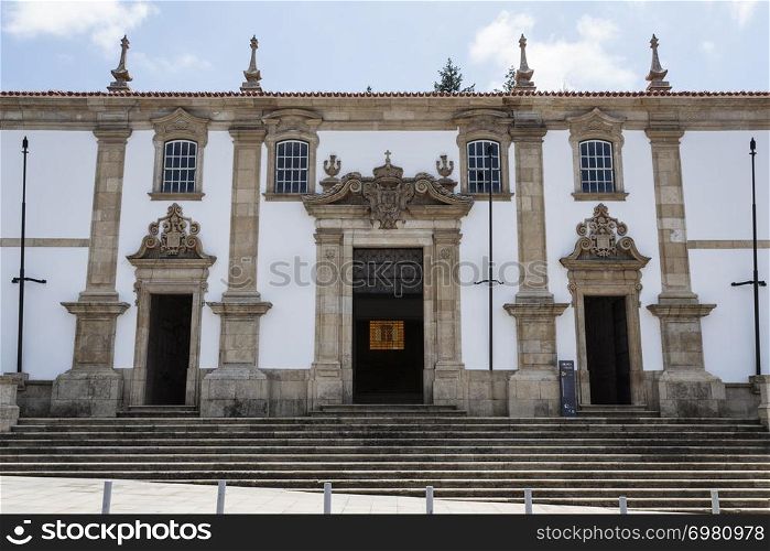 The main portal on the facade of the 18th century College of the Jesuits, today the City Council building of Gouveia, Beira Alta, Portugal