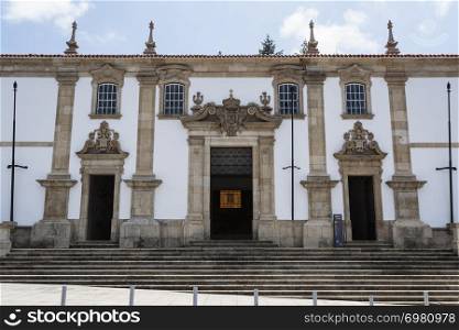 The main portal on the facade of the 18th century College of the Jesuits, today the City Council building of Gouveia, Beira Alta, Portugal