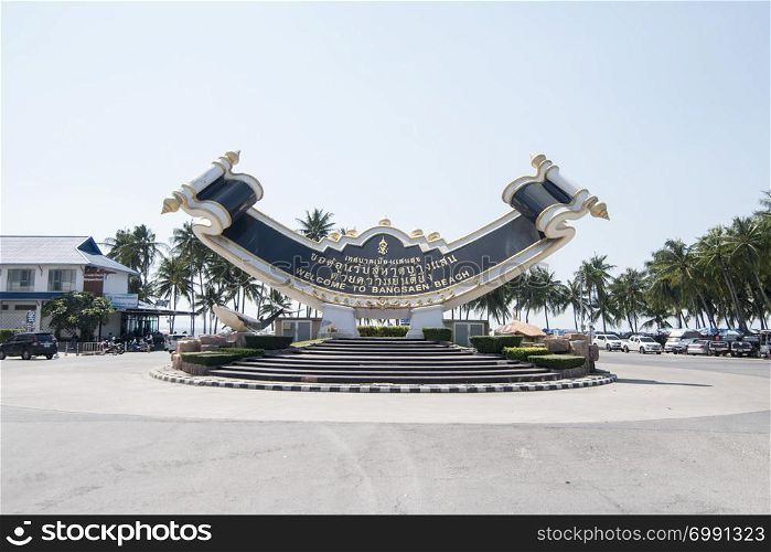 the main square at the Bang Saen Beach at the Town of Bangsaen in the Provinz Chonburi in Thailand. Thailand, Bangsaen, November, 2018. THAILAND CHONBURI BANGSAEN BEACH