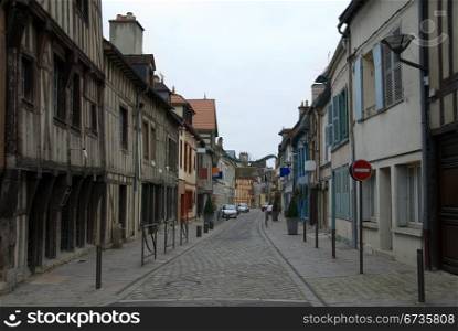 The main street of the quaint village of Romilly-sur-Seine, France