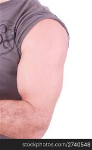 The male arm isolated on white background.
