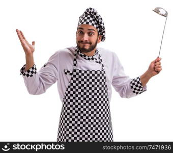 The male cook isolated on the white background. Male cook isolated on the white background