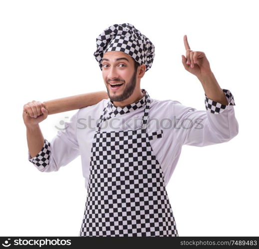 The male cook isolated on the white background. Male cook isolated on the white background