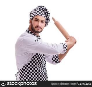 The male cook isolated on the white background. Male cook isolated on the white background