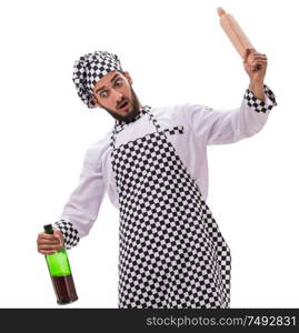 The male cook isolated on the white background. Male cook isolated on the white background