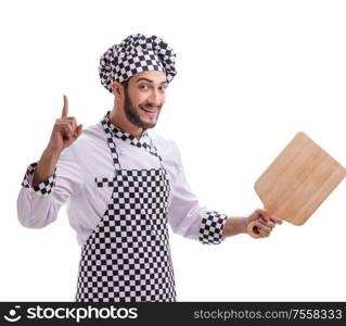 The male cook isolated on the white background. Male cook isolated on the white background