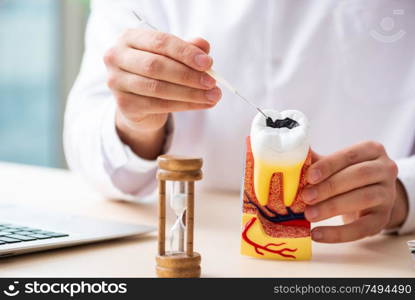 The male doctor stomatologist working in the clinic. Male doctor stomatologist working in the clinic