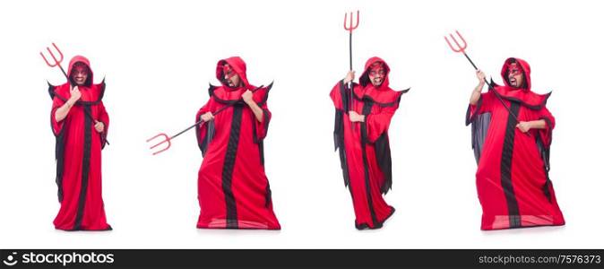 The man devil in red costume. Man devil in red costume