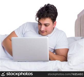The man in bed suffering from insomnia. Man in bed suffering from insomnia