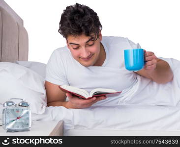 The man in bed suffering from insomnia. Man in bed suffering from insomnia