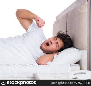 The man in bed suffering from insomnia. Man in bed suffering from insomnia
