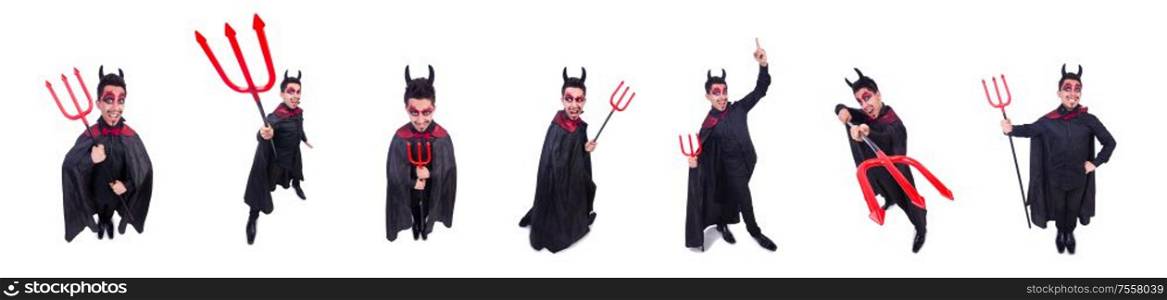The man in devil costume in halloween concept. Man in devil costume in halloween concept