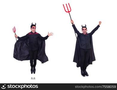 The man in devil costume in halloween concept. Man in devil costume in halloween concept