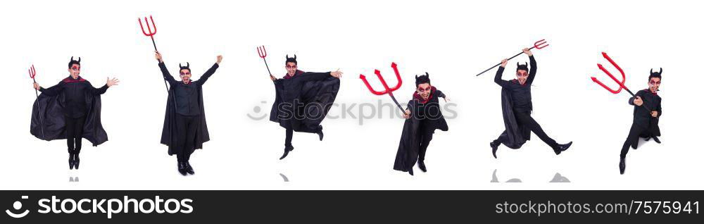 The man in devil costume in halloween concept. Man in devil costume in halloween concept