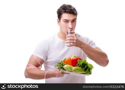 The man in healthy eating concept. Man in healthy eating concept