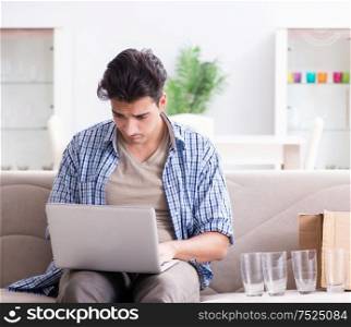 The man receiving wrong parcel with glasses. Man receiving wrong parcel with glasses
