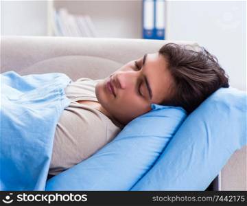The man suffering from insonmia in bed at home. Man suffering from insonmia in bed at home