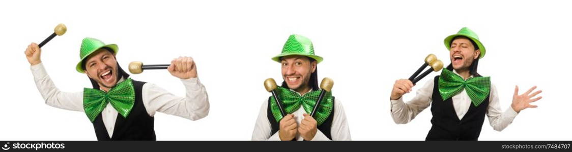 The man with big green bow tie in funny concept. Man with big green bow tie in funny concept