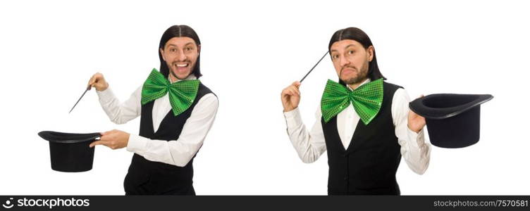 The man with big green bow tie in funny concept. Man with big green bow tie in funny concept