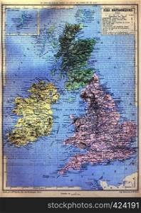 The map of British Isles with signs and their explanation.