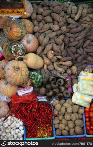 the market Pasar Badung in the city of denpasar of the island Bali in indonesia in southeastasia. ASIA INDONESIA BALI DENPASAR MARKET PASAR BADUNG
