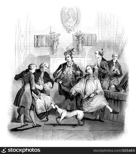 The Matinee of a nobleman, vintage engraved illustration. Magasin Pittoresque 1842.