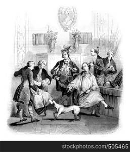 The Matinee of a nobleman, vintage engraved illustration. Magasin Pittoresque 1842.