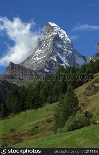 The Matterhorn in Zermatt, Switzerland.