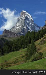 The Matterhorn in Zermatt, Switzerland.