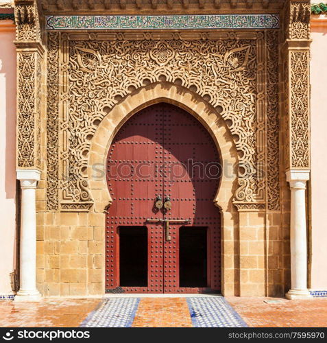 The Mausoleum of Moulay Ismail in Meknes in Morocco. Mausoleum of Moulay Ismail is a tomb and mosque located in the Morocco city of Meknes.
