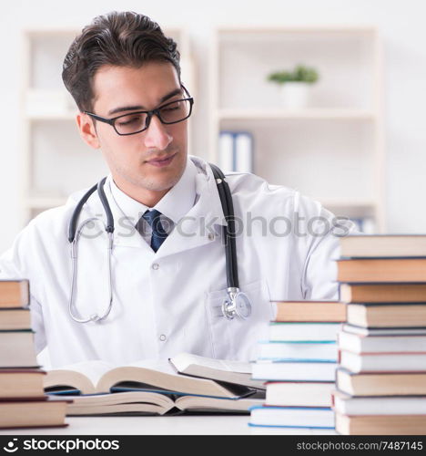 The medical student preparing for university exams. Medical student preparing for university exams