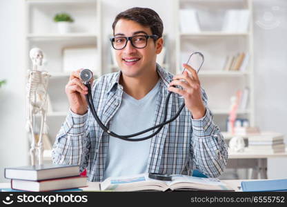 The medical student sitting at the lecture in university. Medical student sitting at the lecture in university