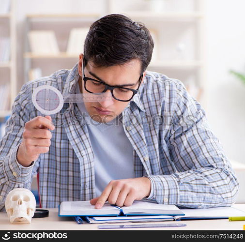 The medical student sitting at the lecture in university. Medical student sitting at the lecture in university