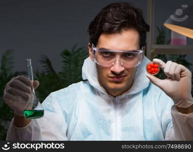 The medicine drug researcher working in lab. Medicine drug researcher working in lab