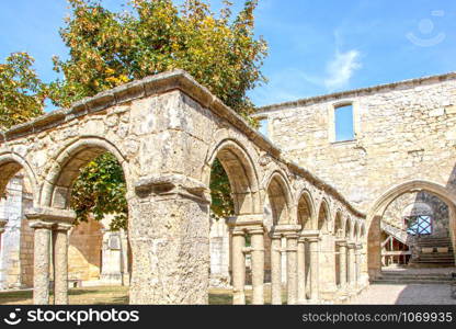 The medieval church and cloister of Les cordeliers at saint emilion, Aquitaine, France