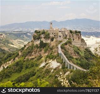 The medieval hill town of Civita is connected to the rest of the world by a pedestrian bridge after an earthquake destroyed the natural land bridge years ago.