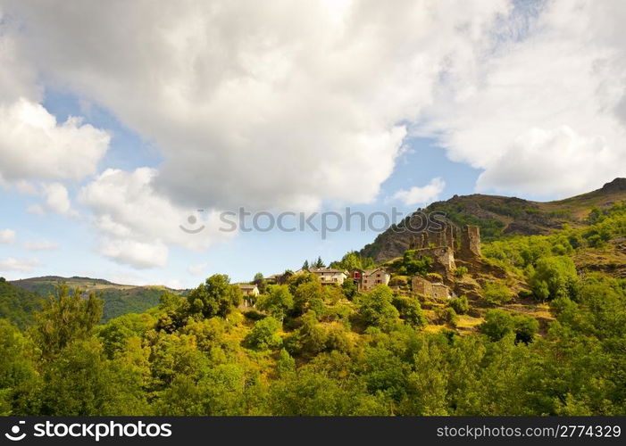 The Medieval Town and Castle Ruins in the French Alps