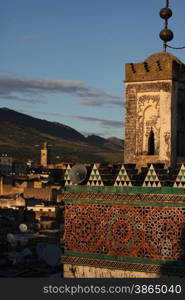 The Medina of old City in the historical Town of Fes in Morocco in north Africa.. AFRICA MAROCCO FES