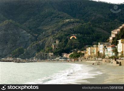 The Mediterranean resort of Monterosso, in the Cinque Terre National Park, Italy