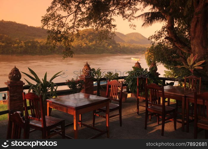 the Mekong River near Luang Prabang in the north of Lao in Souteastasia.. ASIA LAO LUANG PRABANG